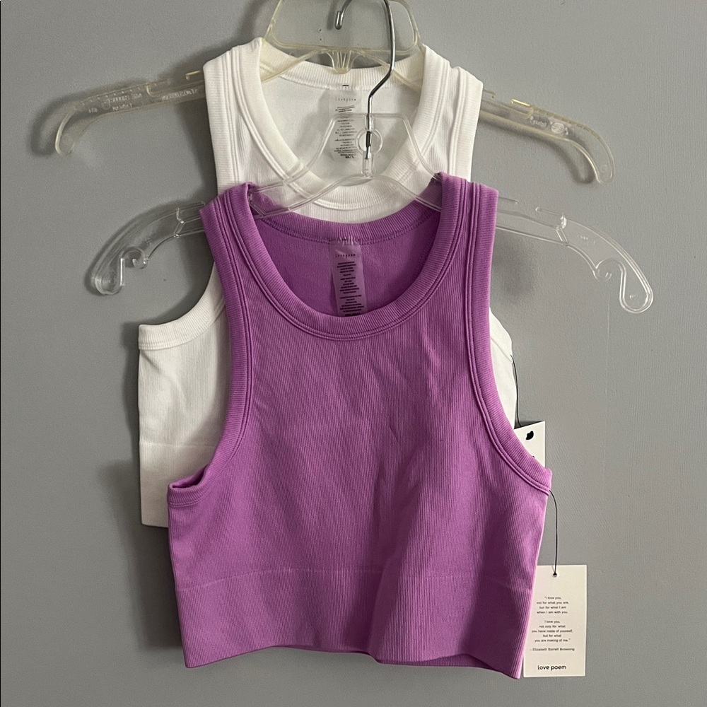 Love Poem Tank Tops - Lavender and White